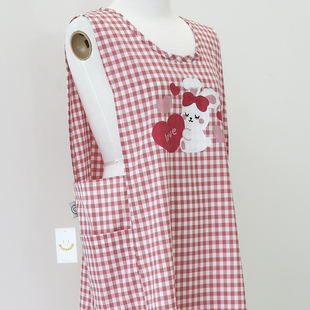 [미소쌤] 찰랑 하트버니 앞치마 단추형 F 어린이집 빅사이즈 캐릭터 원피스 보육교사