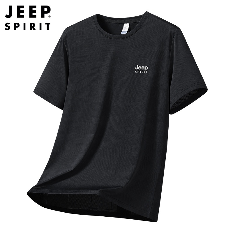 JEEP/지프 남자빅사이즈반팔티 캐주얼 자수 여름 라운드넥 티셔츠 - 상세 이미지 3