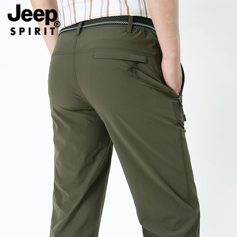 JEEP Spirit 스트레치 아이스 통기성 캐주얼 바지 속건성 카고바지 벨트 포함 - 상세 이미지 5