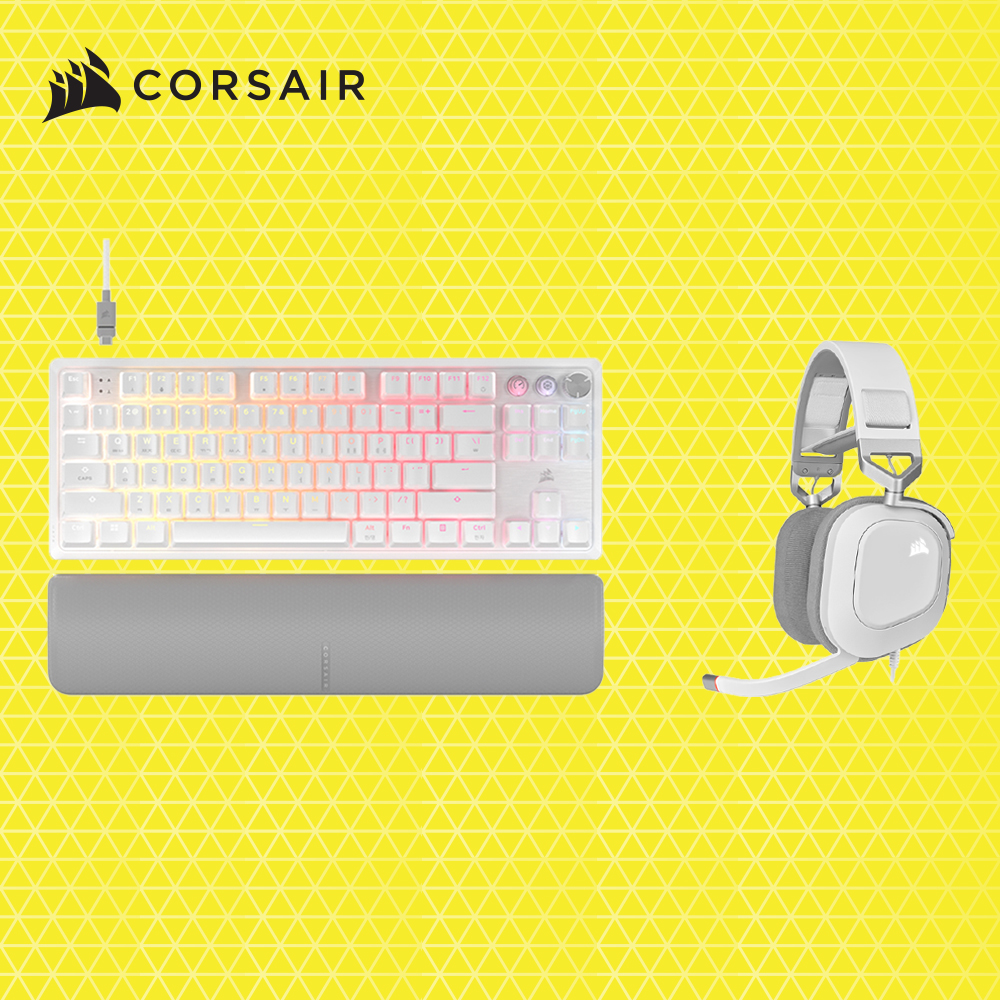 커세어 K70 PRO TKL MGX + HS80 RGB USB 게이밍 키보드 헤드셋 세트 화이트