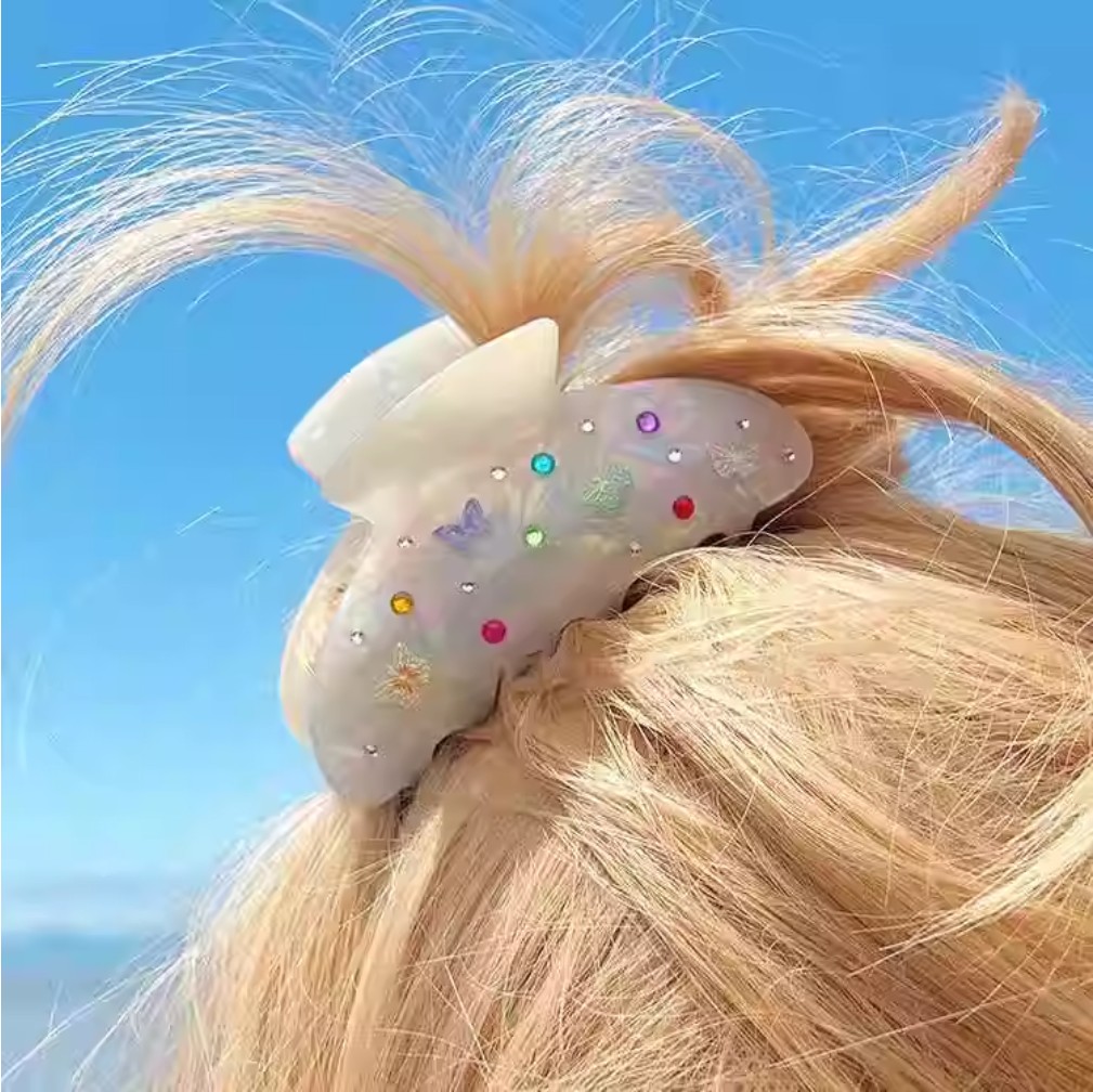 큐빅 나비 헤어핀 가벼운 집게핀 - 상세 이미지 4