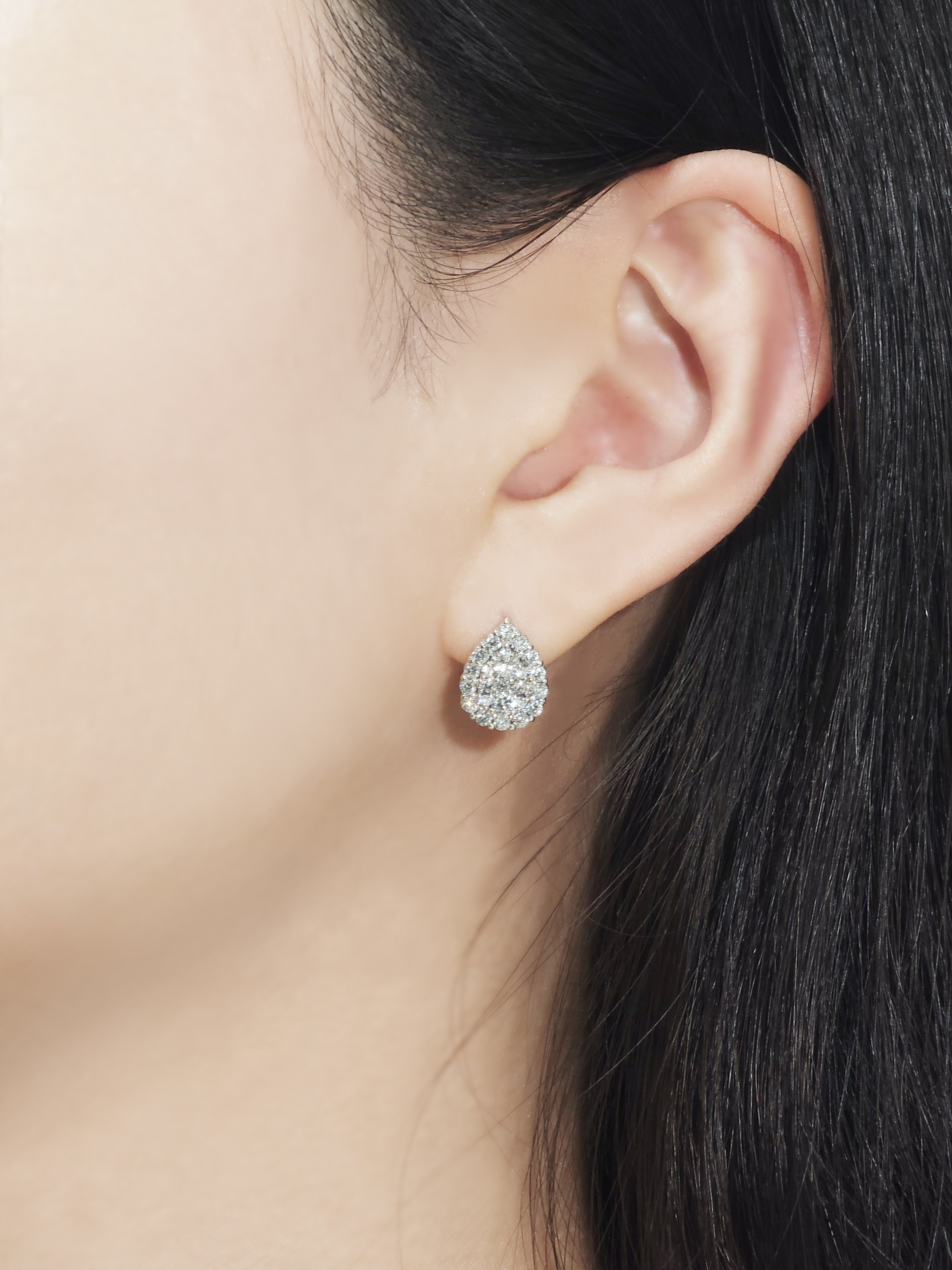 랩다이아 원터치 귀걸이 파베세팅 물방울 랩다이아몬드 14k 18k - 상세 이미지 2