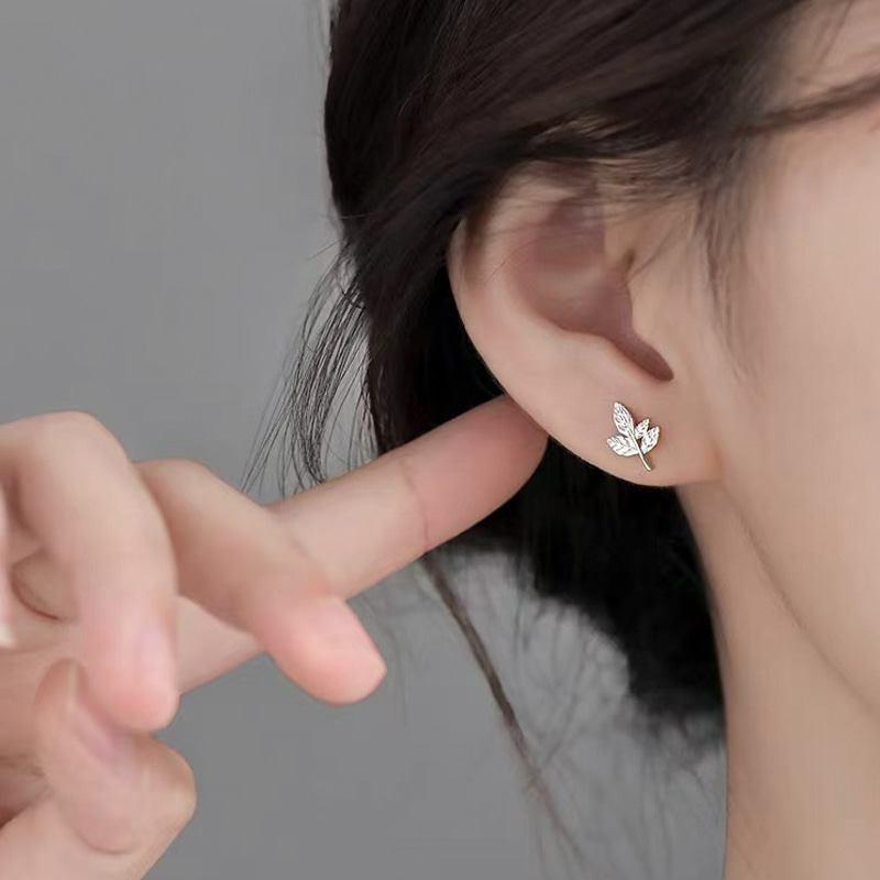 미니 리프 은침 이어링 N201 - 상세 이미지 3