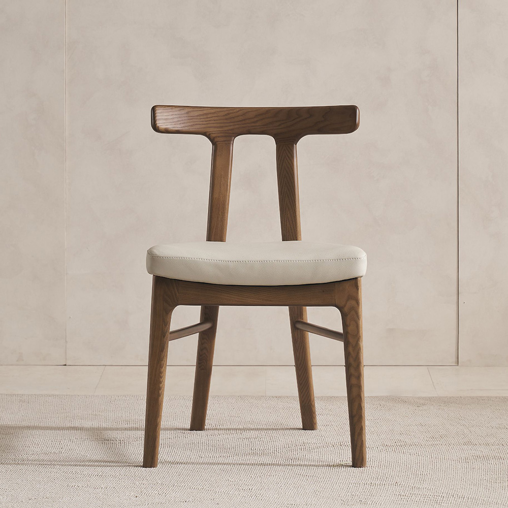 스코나 피어몬 애쉬 원목 실리콘레더 가죽 식탁 의자 다이닝체어