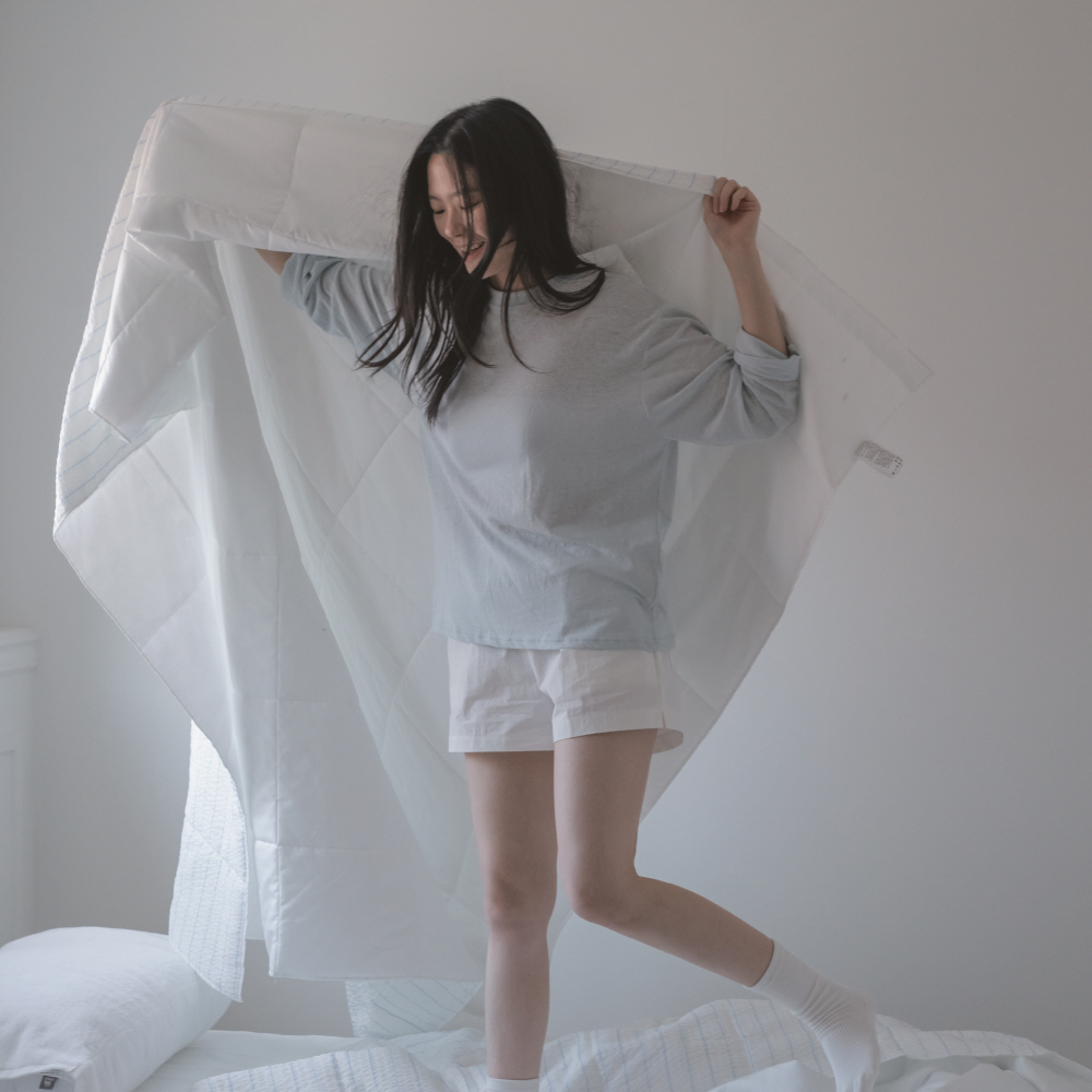 디어리얼 시어서커X듀라론 팝콘 여름용 양면 냉감 차렵이불(소다)(2size) 더스트백증정 - 상세 이미지 5
