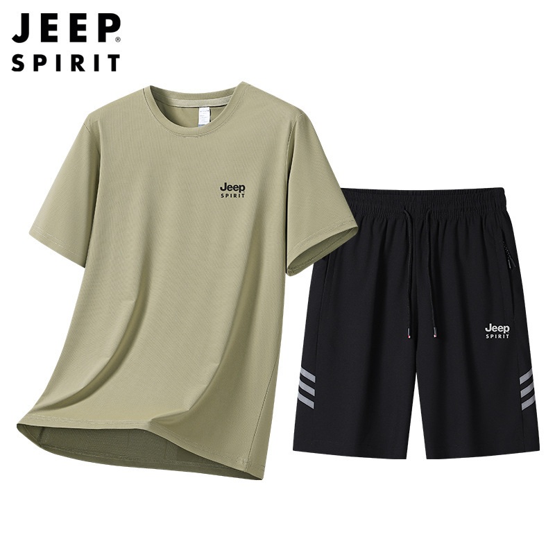 JEEP 남성 반팔 티셔츠+반바지 여름 남자 트레이닝복 세트 - 상세 이미지 4
