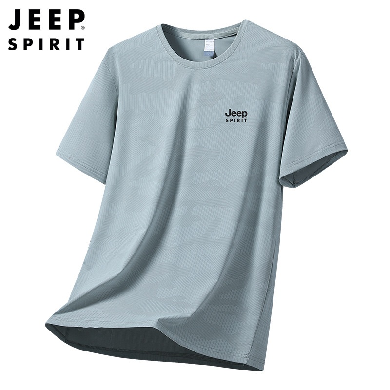 JEEP/지프 남자빅사이즈반팔티 캐주얼 자수 여름 라운드넥 티셔츠 - 상품 이미지