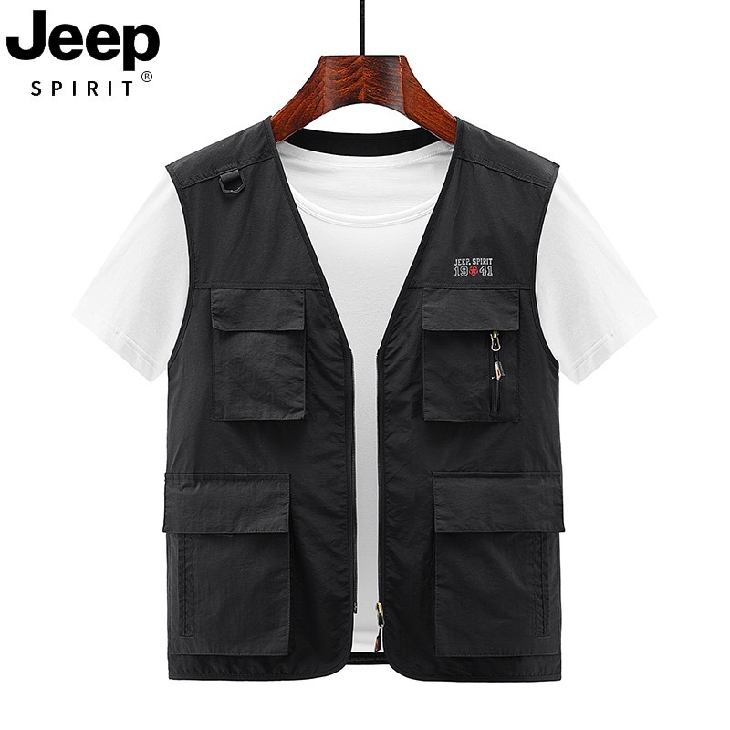 JEEP SPIRIT 남 캐주얼 베스트 등산 경량 여름 멀티 조끼 포켓 작업용 낚시 - 상세 이미지 4
