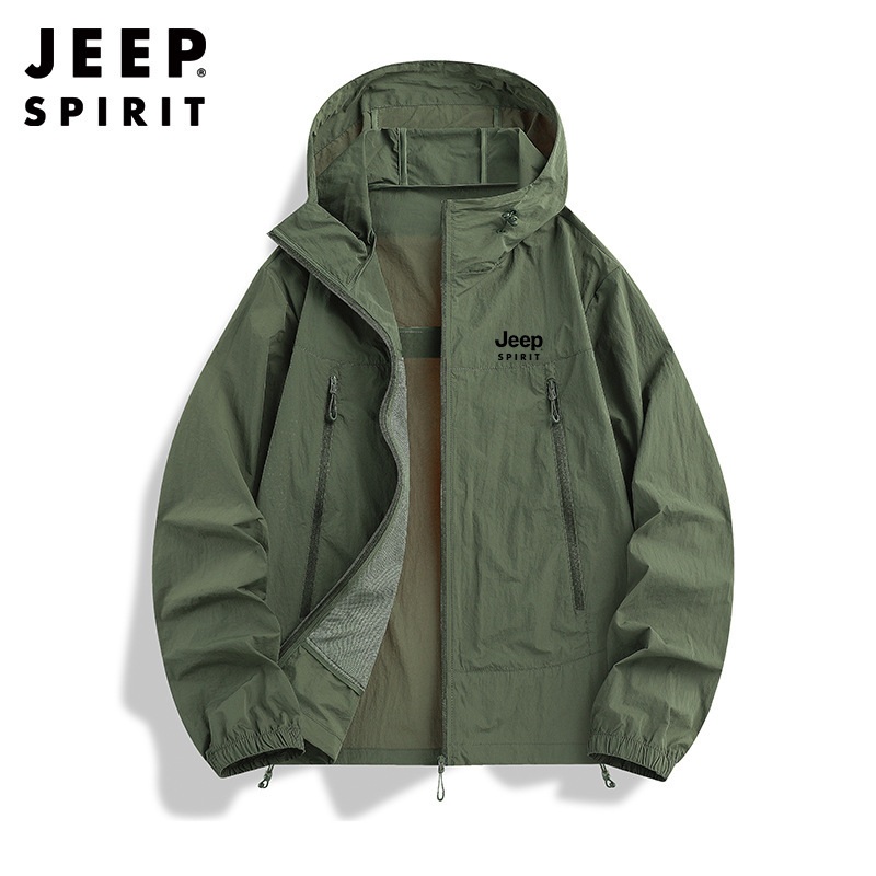 JEEP SPIRIT 지프 봄 여름 커플 아웃도어 루즈 후드 자외선 차단 의류 남녀 공용 - 상세 이미지 2