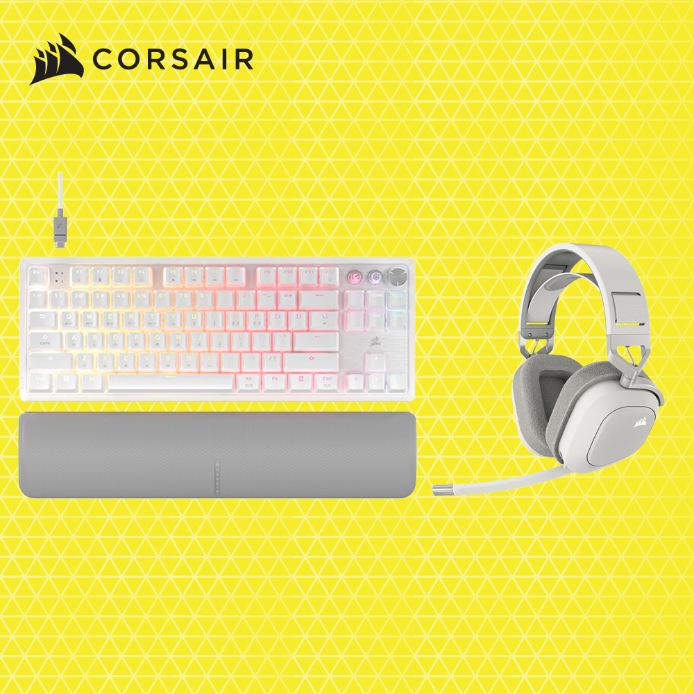 커세어 K70 PRO TKL MGX + HS80 MAX RGB 무선 게이밍 키보드 헤드셋 세트 화이트