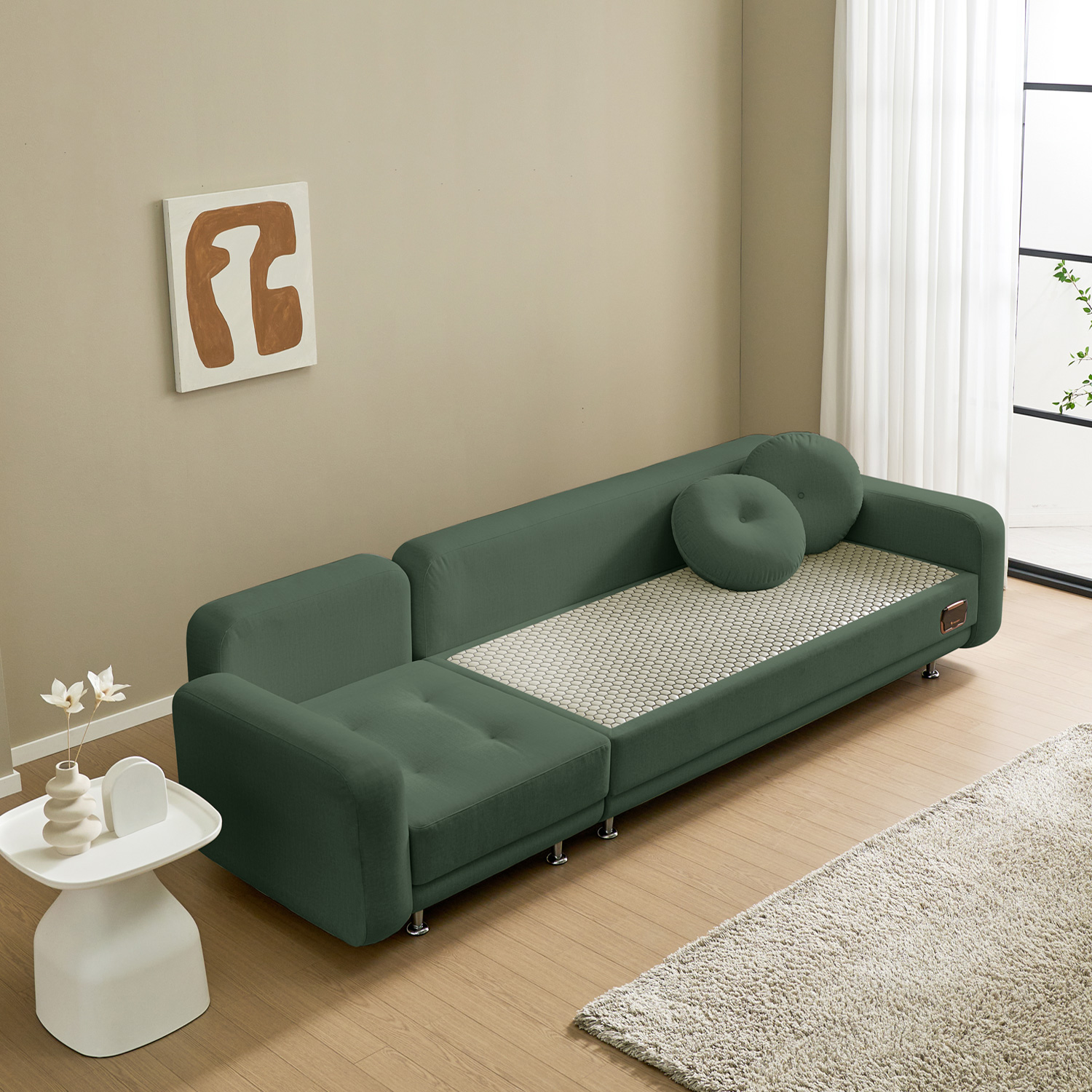 [모던4인소파 최다판매] 가보건강침대 F포그니L SE 황토 밀양흙침대 세라믹볼 세라믹스 돌침대 4인용 패브릭 소파