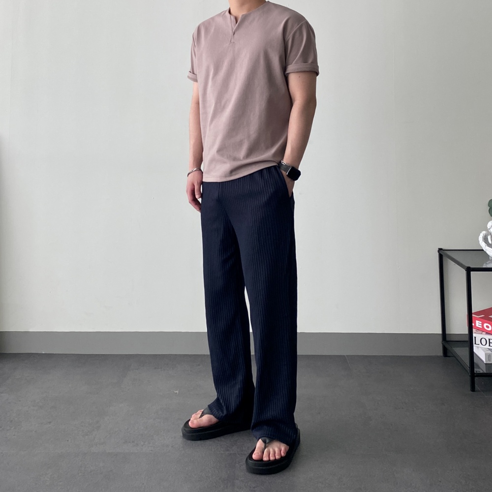 남자플리츠팬츠 여름스판바지 남자세미와이드팬츠 - 상세 이미지 5