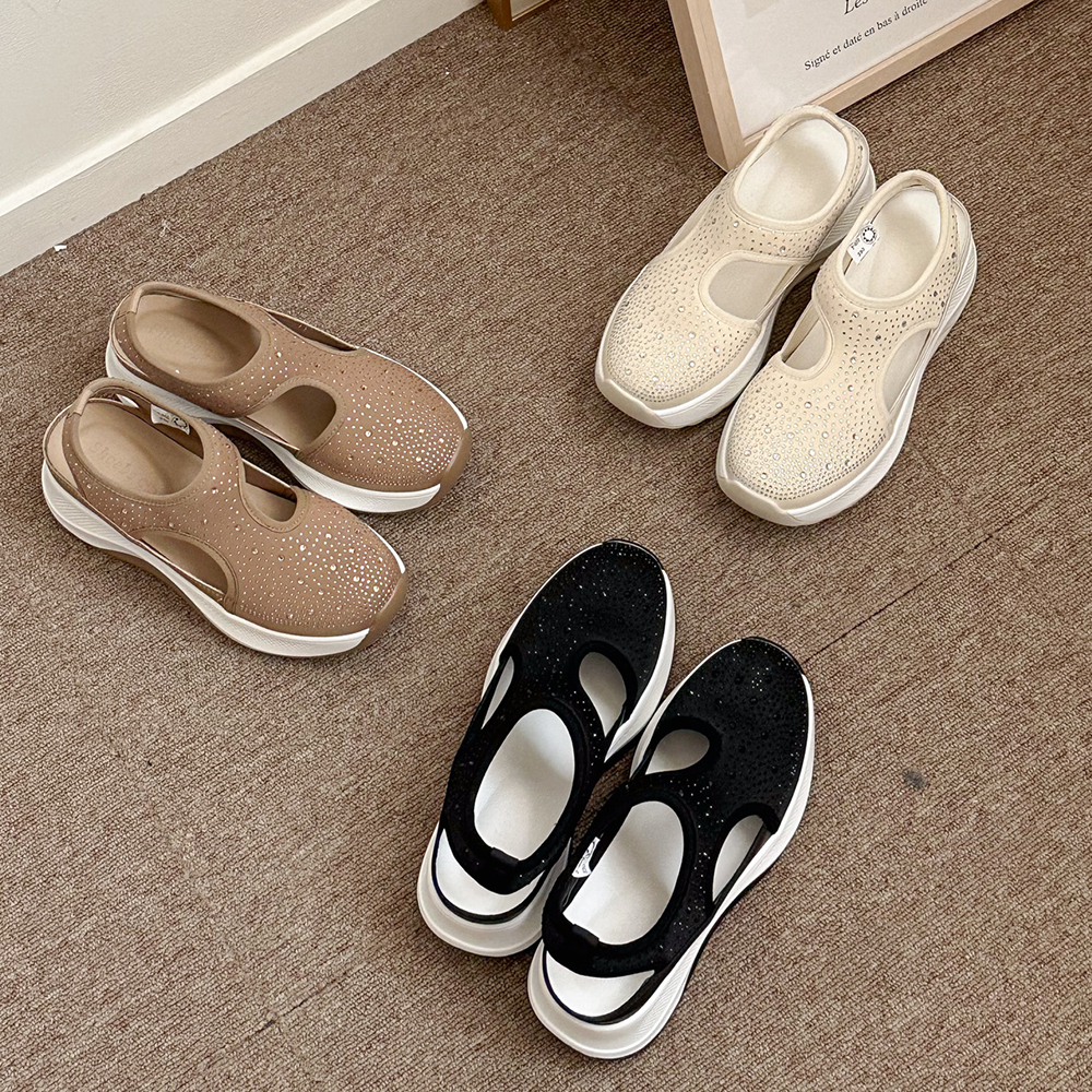 슈리오 키높이샌들 빈티지 통굽 발편한 여성 샌들