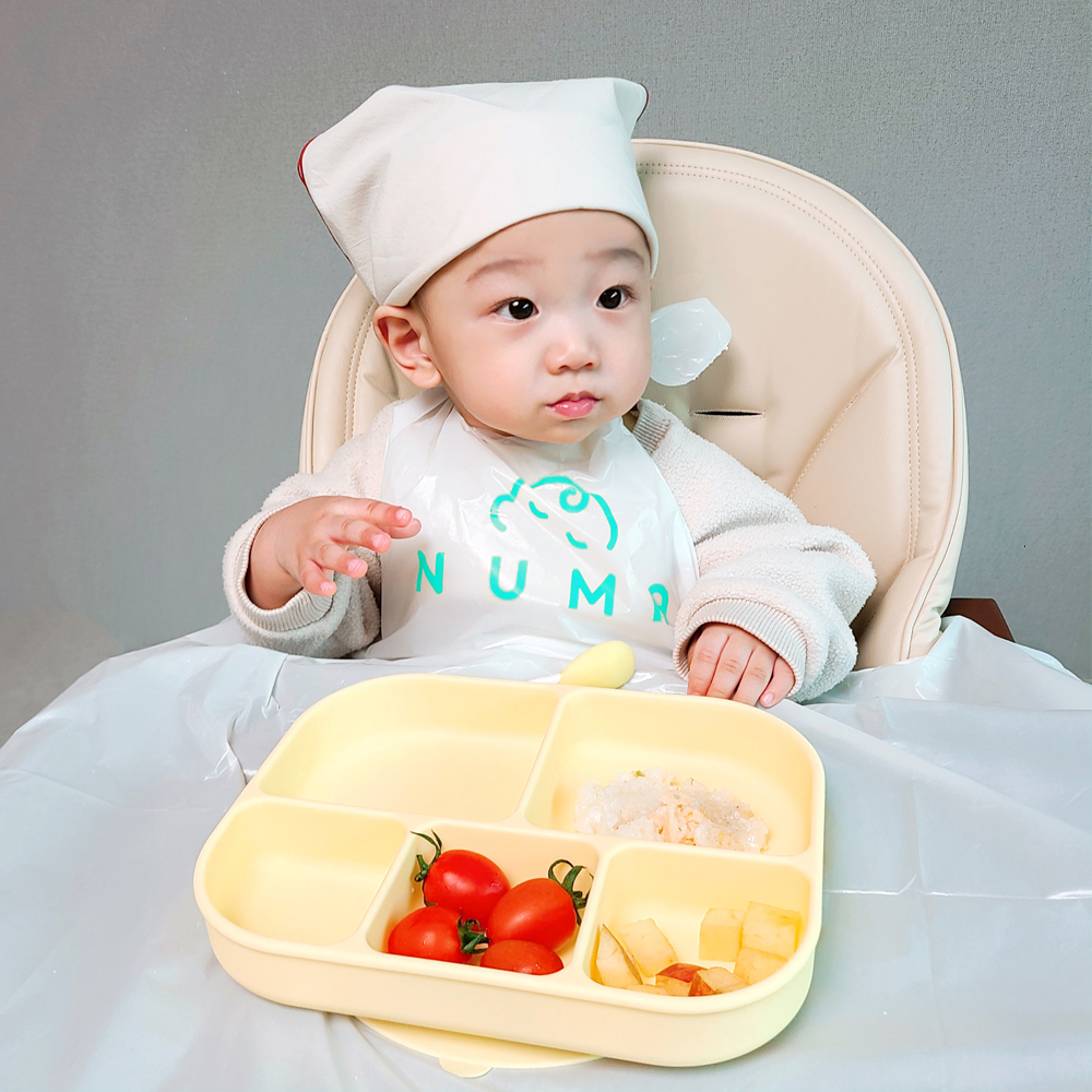 누마 자기주도 이유식 턱받이 아기 일회용 산화 생분해 식탁일체형 50매, 화이트, 1개