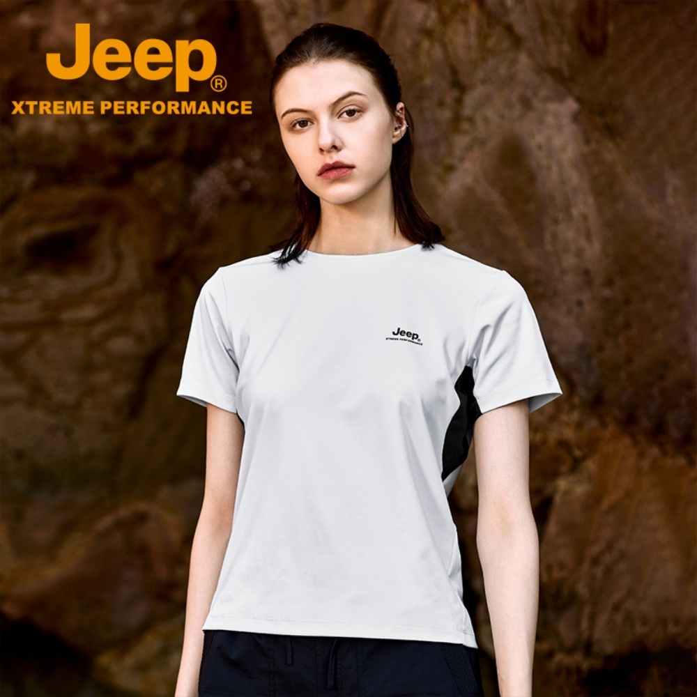 JEEP 지프 반팔티 여성용 고탄성 라운드넥 티셔츠 여름 스포츠 반팔 - 상품 이미지