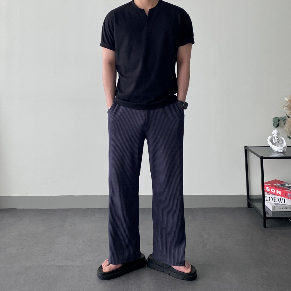 남자플리츠팬츠 여름스판바지 남자세미와이드팬츠 - 상세 이미지 3