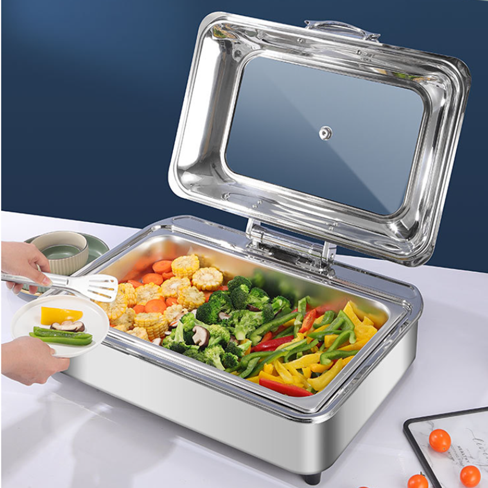 업소용 챠핑디쉬 보온기 음식 뷔페 연회용 푸드워머 직사각형 9L 단격 주입 가열