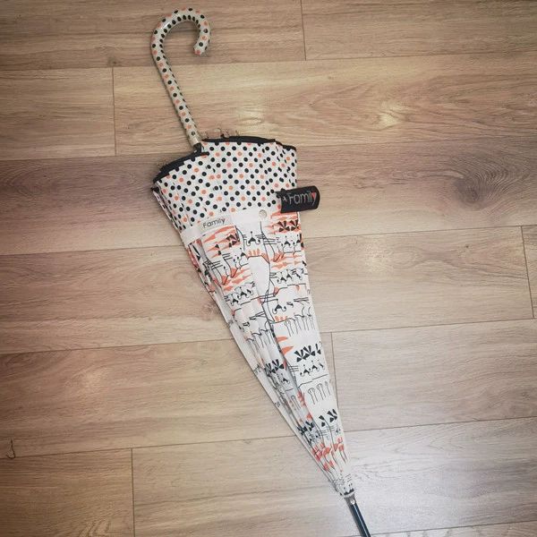 고양이 캐릭터 반자동 장우산 우산 대형우산 접이식우산 자동장우산 여름 유니크 패션 화이트 - 상세 이미지 3