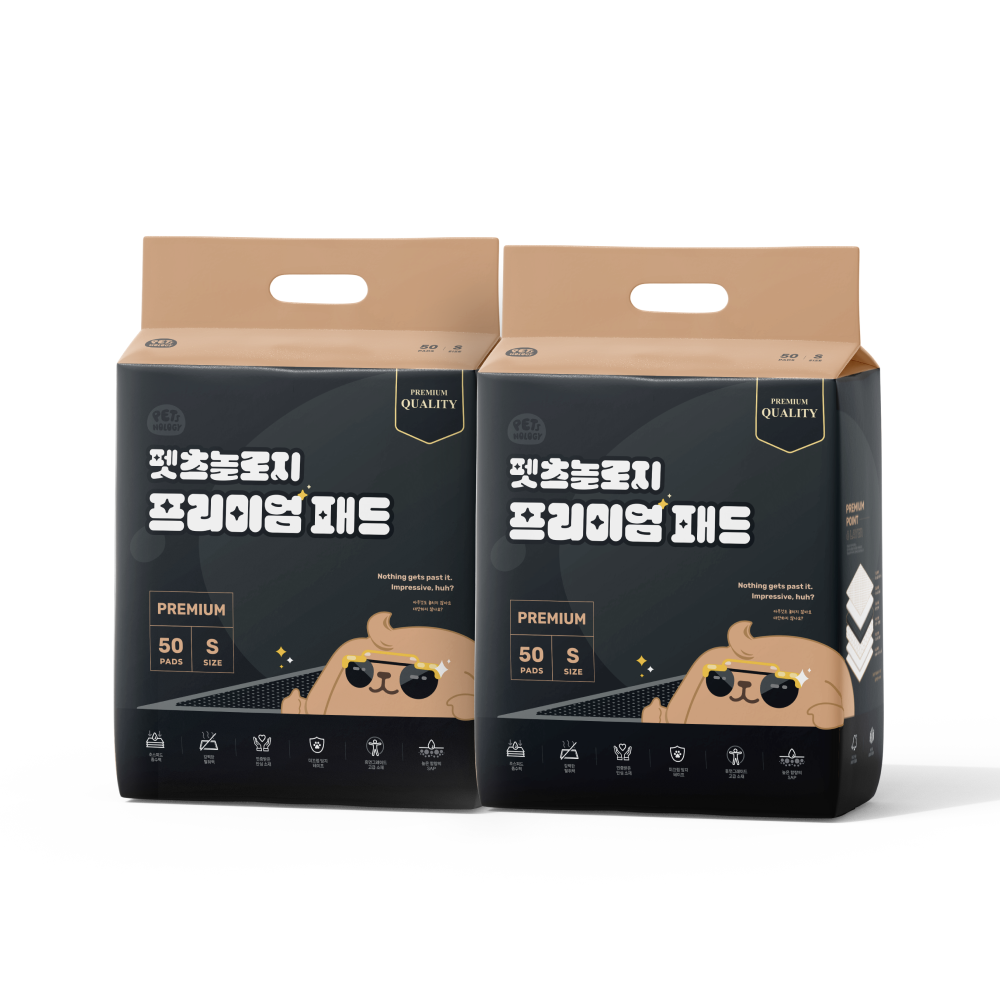펫츠놀로지 괴물 흡수력 프리미엄 메쉬 배변패드 소형, 50매입, 2개 - 메인 이미지
