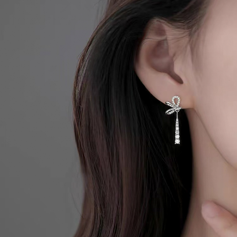 실버 글로우 리본 드롭 이어링 N238 - 상세 이미지 2