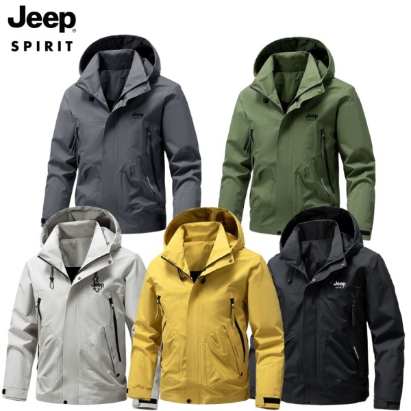 JEEP 지프 봄 여름 스판 자켓 등산패션 윈드브레이커 바람막이 캠핑 집업 후드 점퍼 - 상품 이미지