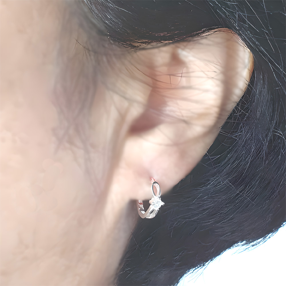 야랑쥬얼리 925실버 원터치 큐빅 스카시 귀걸이 - 상세 이미지 5