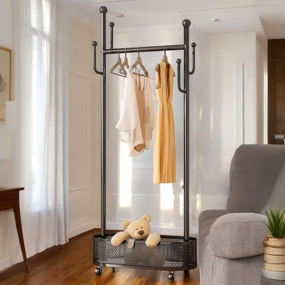 우아플레이스 이동식행거 선반 철제 튼튼한 스탠드옷걸이 600