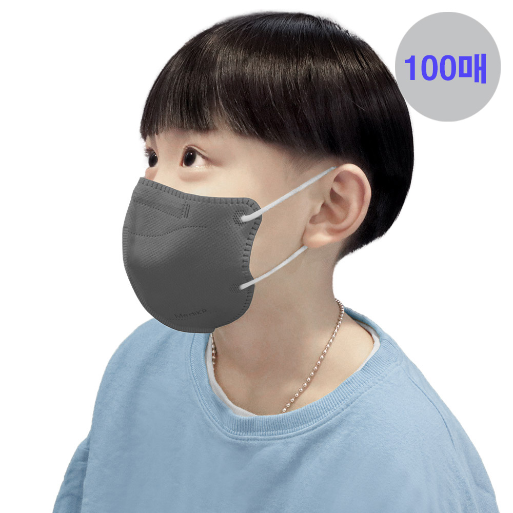 메디케이알 데일리핏 새부리형 KF94 소형 어린이마스크 쁘띠딥그레이, 100매