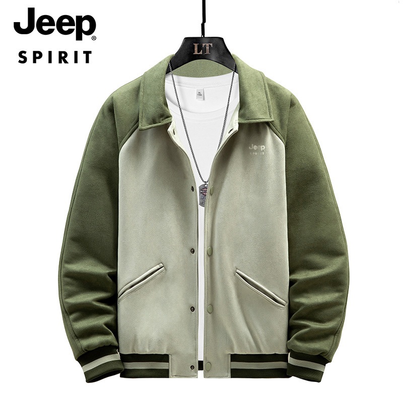 JEEP SPIRIT 남성용 스웨이드 집업 트러커 자켓 캐주얼 라글란 슬리브 재킷 - 상세 이미지 4