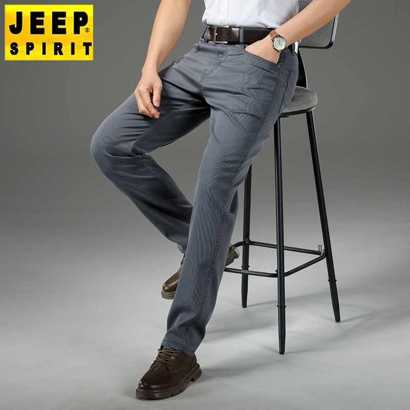 JEEP 봄/여름 남성 청바지 스트레이트 일자 슬림핏 탄성 팬츠 비즈니스 캐주얼 청바지 - 상품 이미지