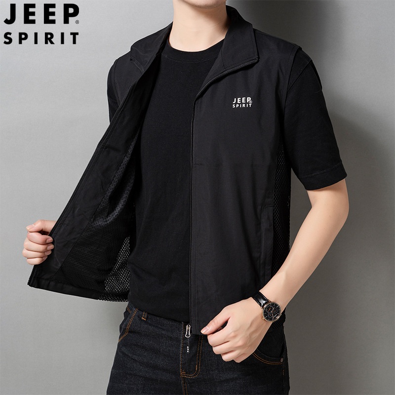 JEEP SPIRIT 조끼 남성용 야상 베스트 작업 낚시 등산 캐주얼 여름 조끼 빅사이즈 - 상세 이미지 3