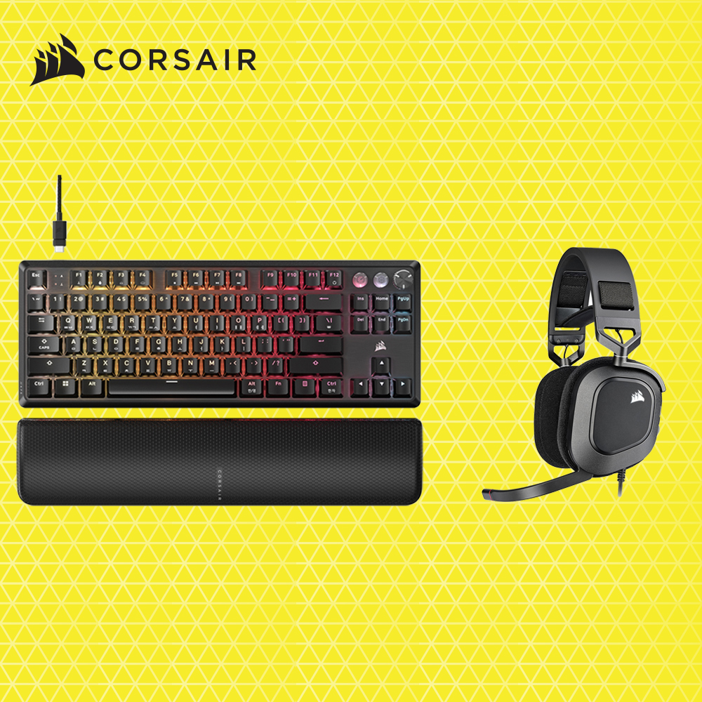 커세어 K70 PRO TKL MGX + HS80 RGB USB 게이밍 키보드 헤드셋 세트 블랙