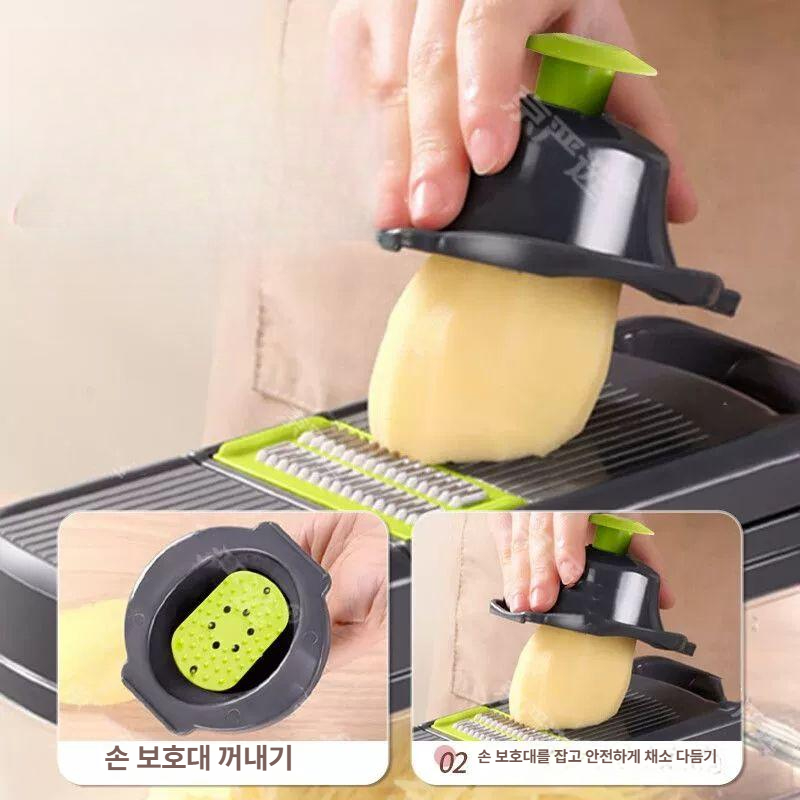 채칼 야채 채썰기 다지기 깍둑썰기 강판 얇게 썬 감자 오이 무 마늘 주방용품 채칼 15종 세트 - 상세 이미지 4