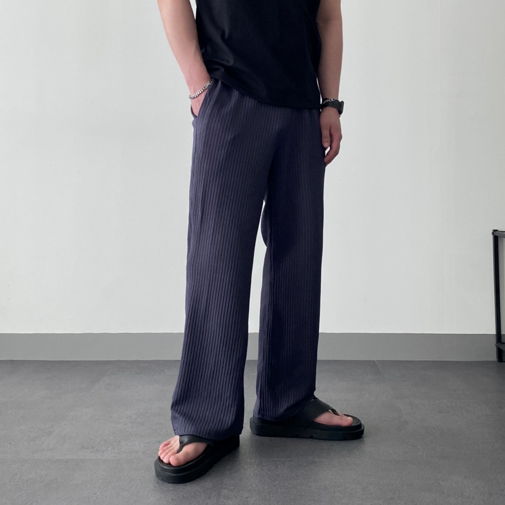 남자플리츠팬츠 여름스판바지 남자세미와이드팬츠 - 상세 이미지 2