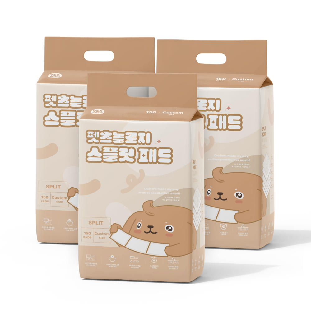 펫츠놀로지 사용한 부분만 교체하는 스플릿 배변패드 소형, 150매입, 3개 - 메인 이미지
