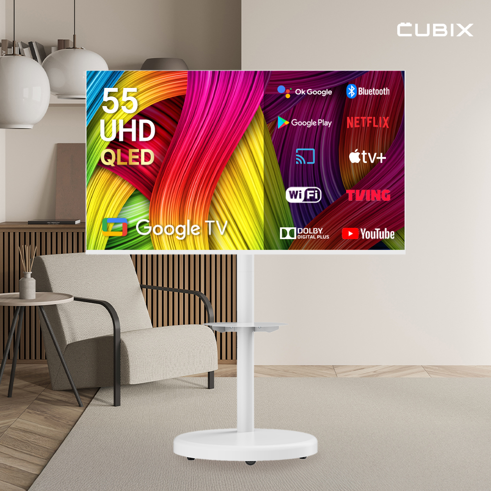무빙큐빅스 삼탠바이미 화이트에디션 139cm(55인치) QLED 4K UHD 스마트티비 셋트 이동식 TV 삼텐 중소바이미