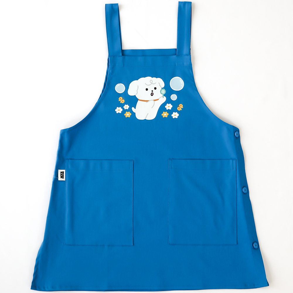 [미소쌤] 젤리 버블숑 블루 앞치마 어린이집 유치원 빅사이즈 캐릭터 원피스 보육교사