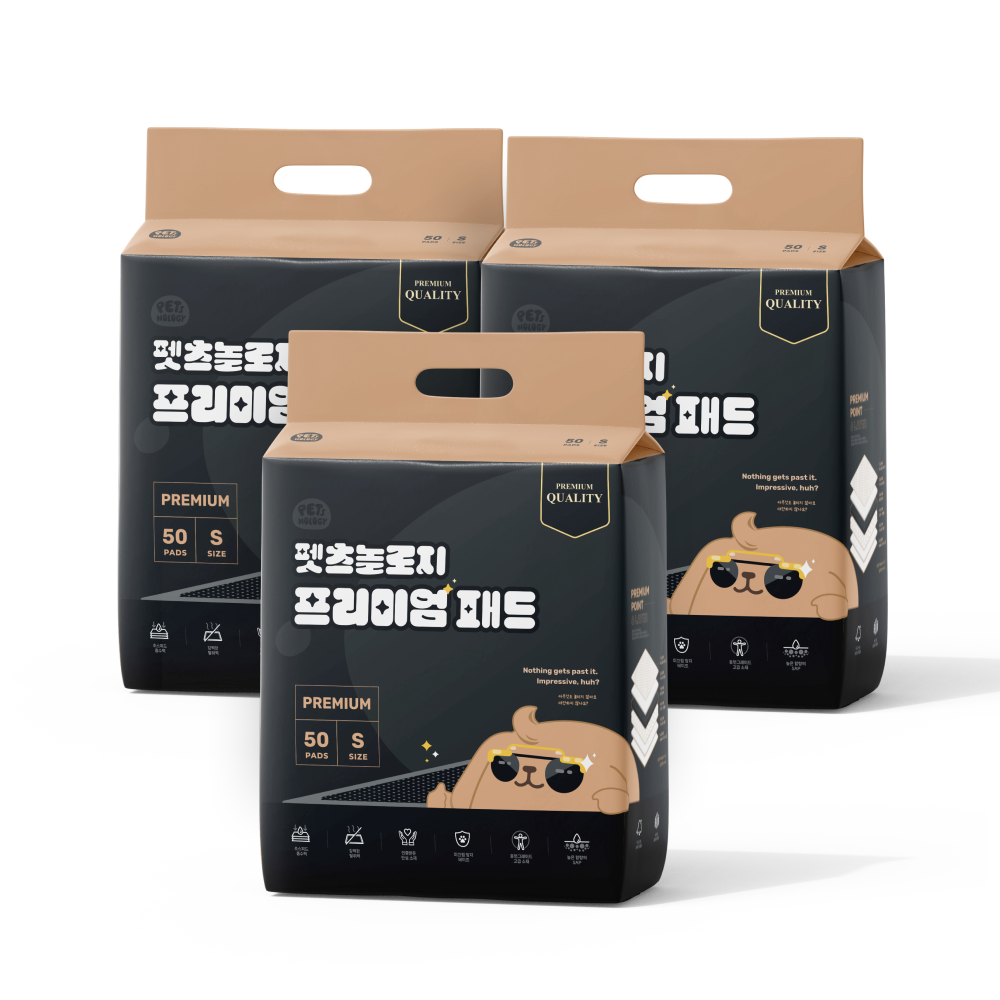 펫츠놀로지 괴물 흡수력 프리미엄 메쉬 배변패드 소형, 50매입, 3개 - 메인 이미지