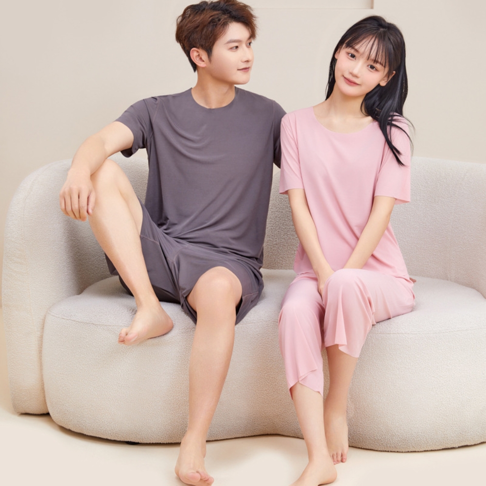 반팔긴바지잠옷 빅사이즈 냉감잠옷 커플파자마 이미지 2
