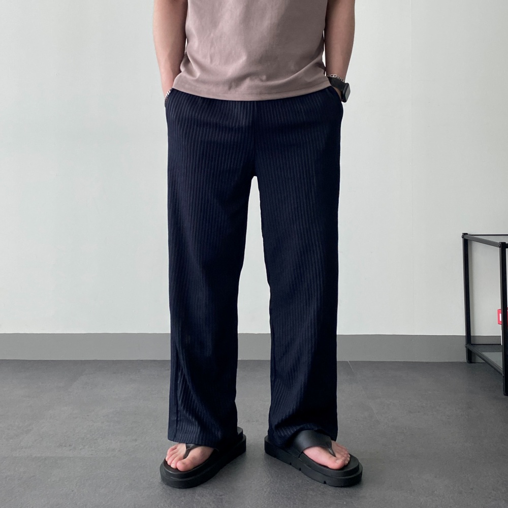 남자플리츠팬츠 여름스판바지 남자세미와이드팬츠 - 상세 이미지 4