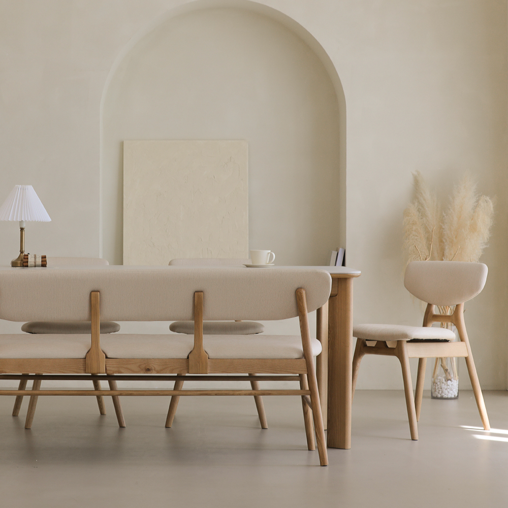 라미에스 오스비 애쉬 포세린 세라믹 식탁세트 4인용 1400 의자2 벤치