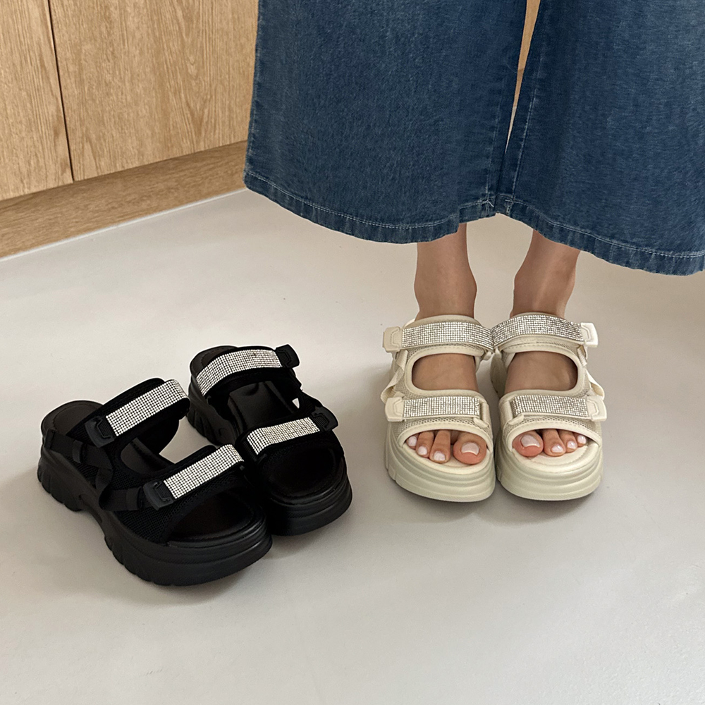 슈리오 통굽슬리퍼 글리터 키높이 여성 슬리퍼