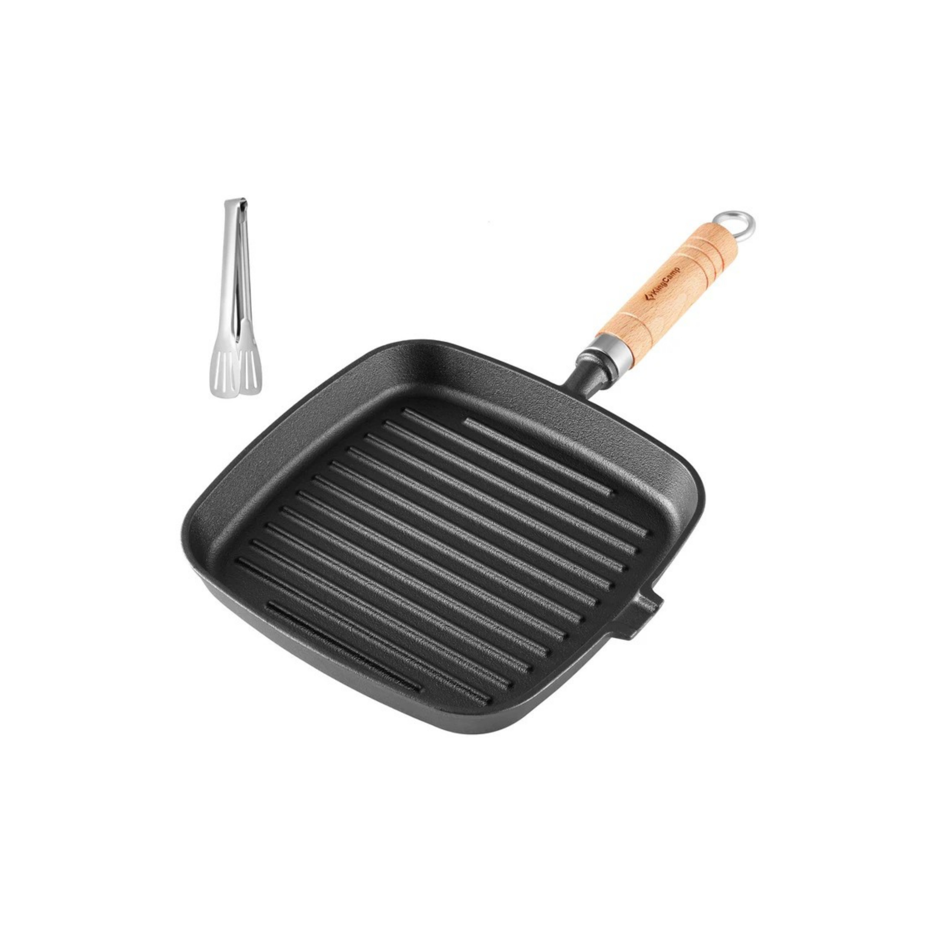 킹캠프 접이식 캠핑 프라이팬 집게 포함 휴대용 조리세트 KA2421 CAST IRON FRYING PAN - 상품 이미지