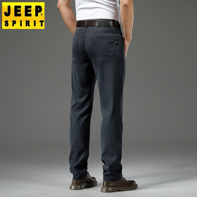 JEEP 봄/여름 남성 청바지 스트레이트 일자 슬림핏 탄성 팬츠 비즈니스 캐주얼 청바지 - 상세 이미지 4