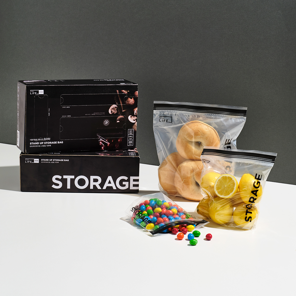 덴라이프 스탠딩 지퍼백 혼합팩(S 60매+M 100매+L 40매) / 총 200매