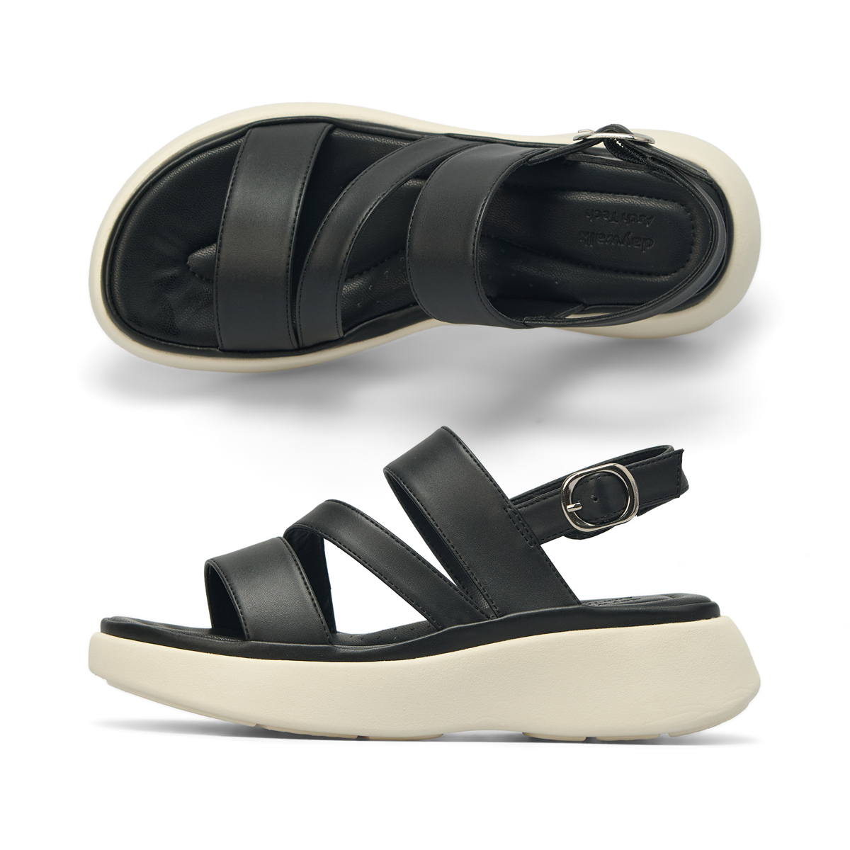 데이워크 가볍고 발편한 아치쿠션 여성 스트랩 샌들 비타 블랙 DW30072-BK