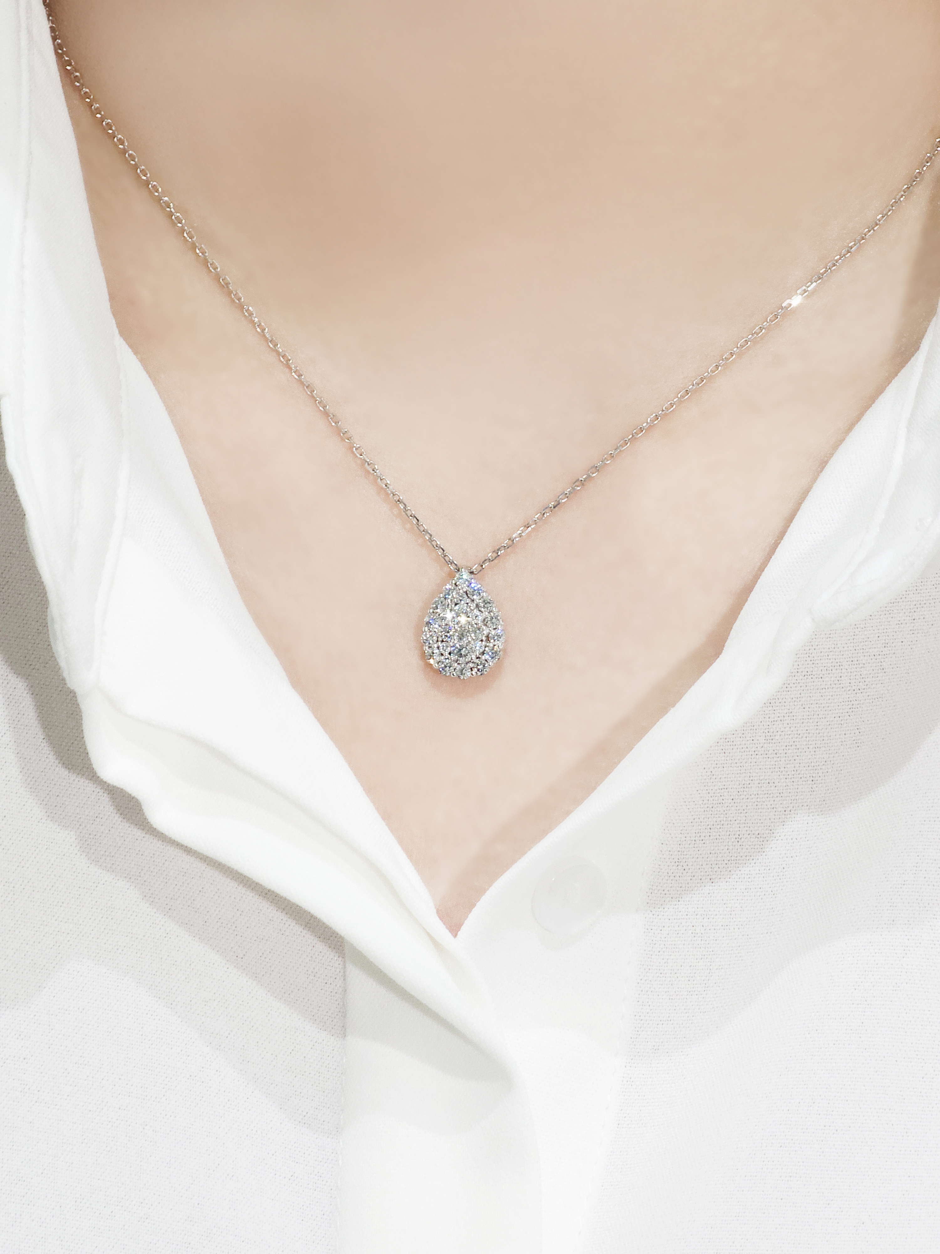 랩다이아 목걸이 파베세팅 물방울 랩다이아몬드 14k 18k - 상세 이미지 2