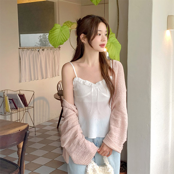 포에 시스루 루즈핏 썸머 숄 가디건 cd3387