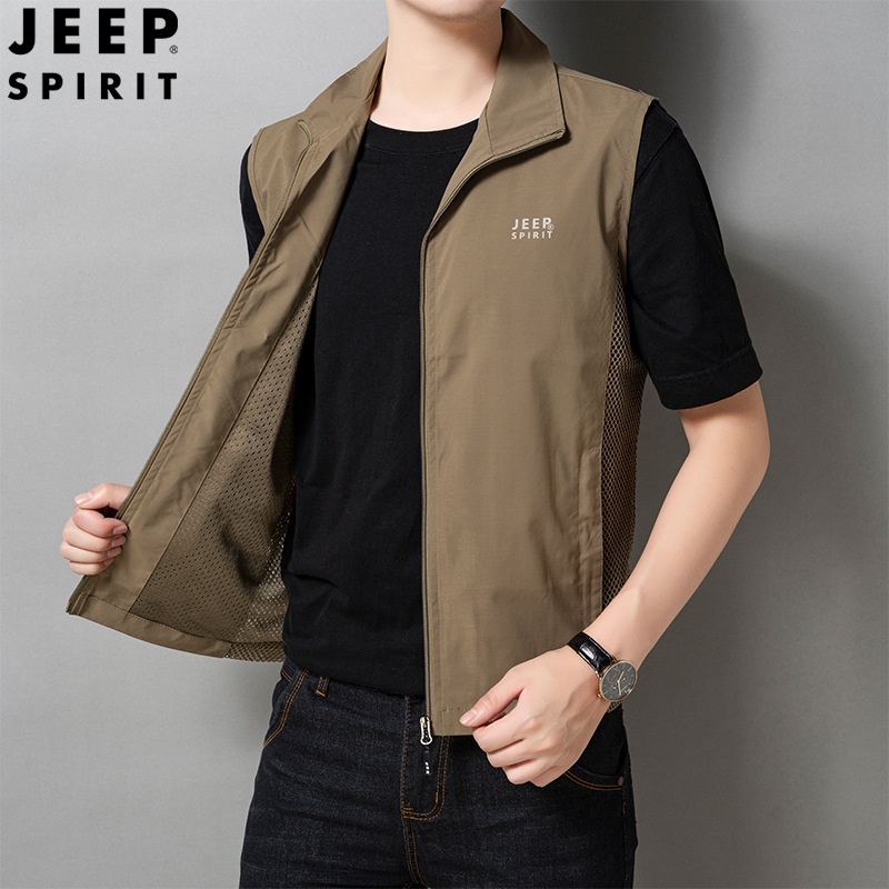 JEEP SPIRIT 조끼 남성용 야상 베스트 작업 낚시 등산 캐주얼 여름 조끼 빅사이즈 - 상세 이미지 4