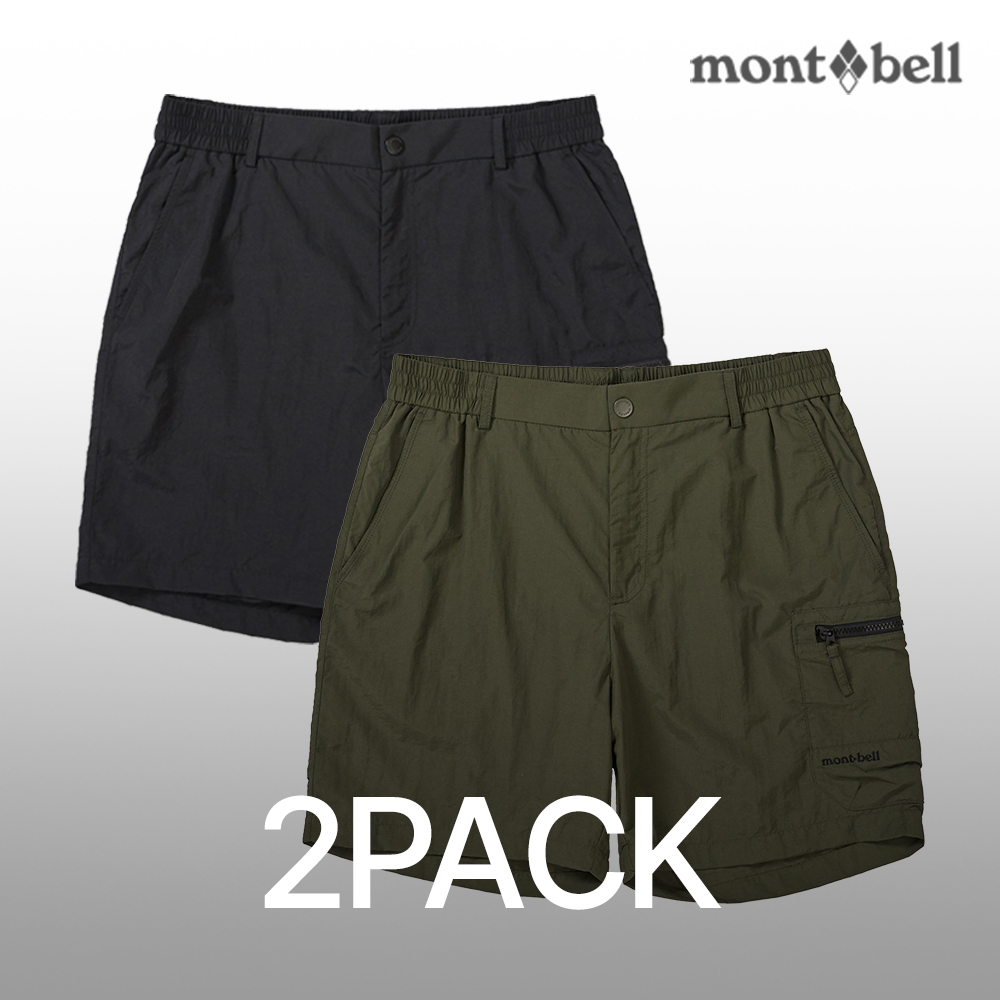 [2PACK] 몽벨 남성 풀밴딩 하프 팬츠 카키 1개 + 블랙 1개